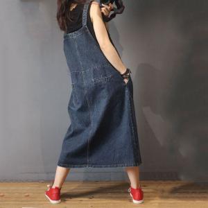 Casual Style Denim Button Down Dress Korean A-Line Jumper Dress