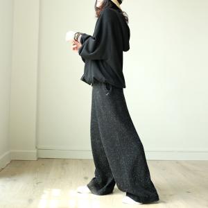 Straight-Leg Black Pants Womans Wool Wrap Trousers