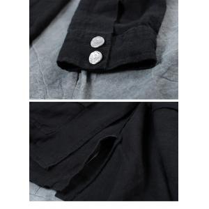 Flap Pockets Short Jacket Linen Korean Womens Casual Blazers