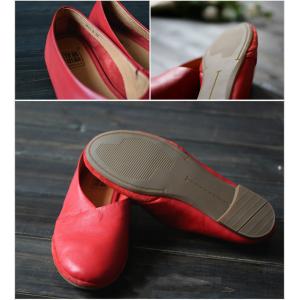 Soft Leather Cowhide Flats Handmade Plain Ballet Flats