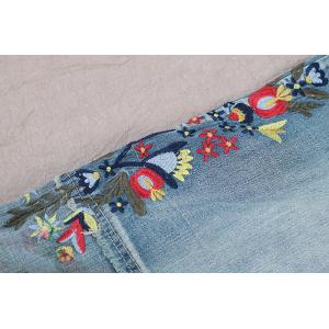 Over40 Style Vintage Wide Leg Jeans Floral Embroidered Jeans