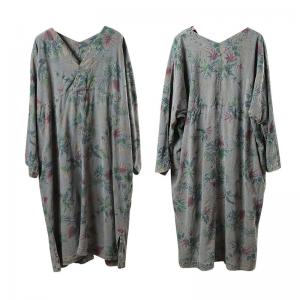 Casual Style Plus Size Printed Dress Long Sleeve T-shirt Dress