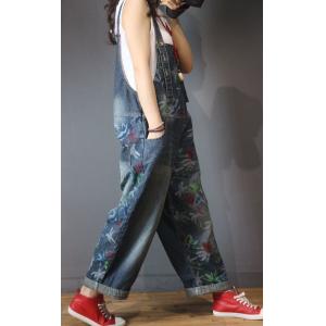 Street Style Printed Wide Leg Jumpsuits Baggy Jeans Overalls