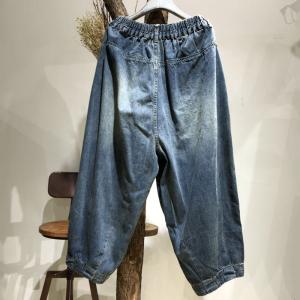 Blue Gradient Baggy Vintage Jeans Womans Denim Bootcuts