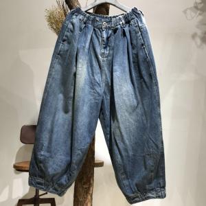 Blue Gradient Baggy Vintage Jeans Womans Denim Bootcuts