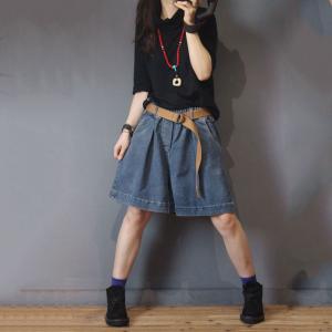 Korean Fashion Wide Leg Shorts Plus Size Short Jeans for Woman