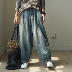 Korean Style Blue Boyfriend Jeans Womans Bloomers Jeans