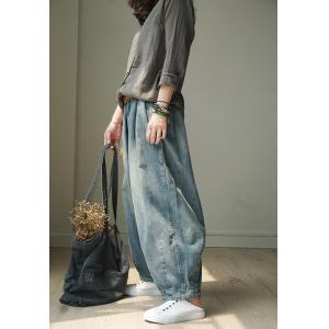 Korean Style Blue Boyfriend Jeans Womans Bloomers Jeans