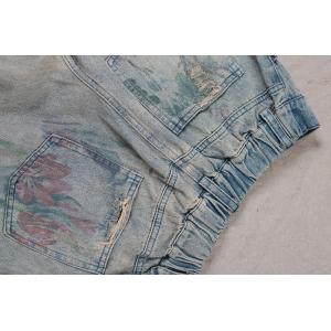 Retro Rose Printed Wide Leg Jeans Womans Ripped Jeans