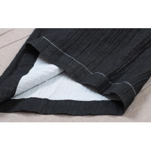 Elegant Pinstriped Wide Leg Pants Cotton Linen Palazzo Pants with Belts