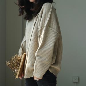 Street Style Tied Oversized Sweater Fashion Knitting Korean Sweater