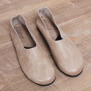 Comfy Calf Leather Flats Over50 Style Slip on For Woman