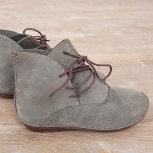 Japanese Style Vintage Ankle Boots Cowhide Leather Short Boots