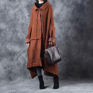 Original Design Double-Faced Wool Coat Caramel Cape Overcoat