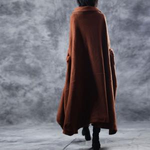 Original Design Double-Faced Wool Coat Caramel Cape Overcoat