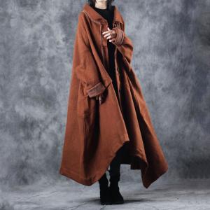 Original Design Double-Faced Wool Coat Caramel Cape Overcoat