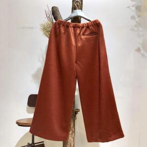 Casual Woolen Korean Pants Womans Wide Leg Trousers