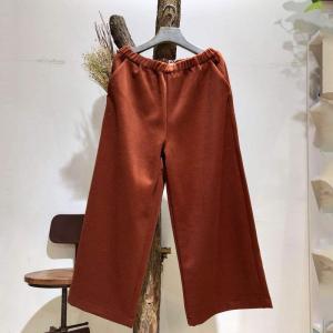 Casual Woolen Korean Pants Womans Wide Leg Trousers