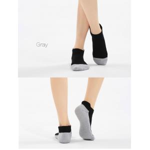 Massage Grips Gray Ankle Socks Cotton Black Yoga Socks