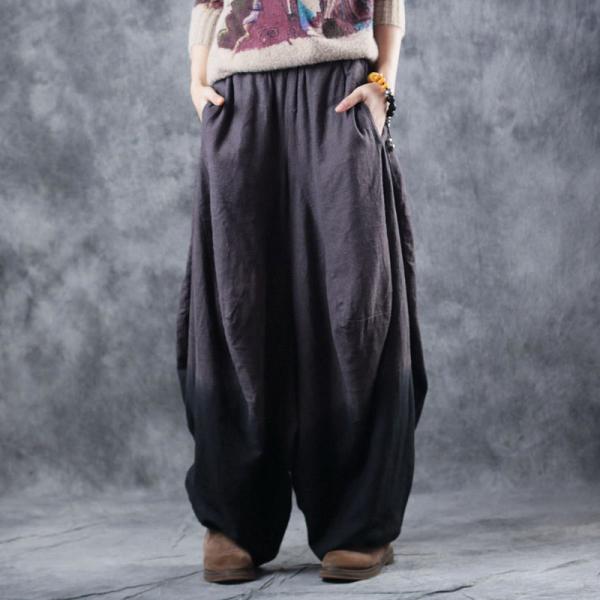 Purple Gradient Linen Balloon Pants Yoga Harem Pants for Woman