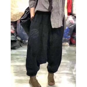 Special Design Patchwork Harem Pants Loose Linen Trousers