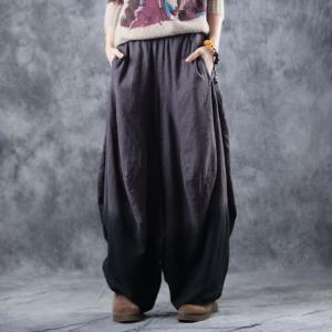 Purple Gradient Linen Balloon Pants Yoga Harem Pants for Woman