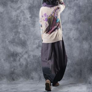 Purple Gradient Linen Balloon Pants Yoga Harem Pants for Woman