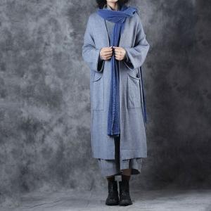 Simple Design Plus Size Cardigan Pockets Decoration Winter Knitwear