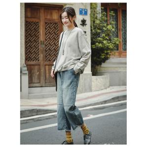 Patchwork Blue Korean Jeans Womans Baggy Jeans