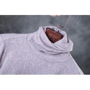 Asymmetrical Turtleneck Knitwear Loose Designer T-shirt
