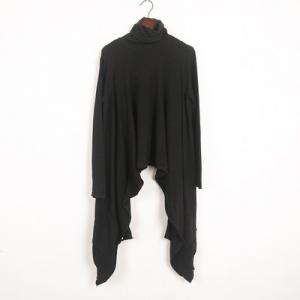 Casual Style Knitting Oversized T-shirt Black Turtleneck Pullover