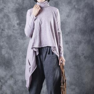 Casual Style Knitting Oversized T-shirt Black Turtleneck Pullover