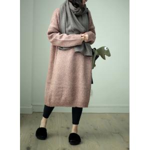 Solid Color Woolen Sweater Dress Long Oversized Sweater