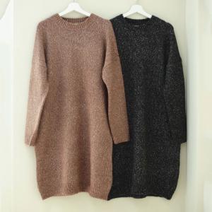 Solid Color Woolen Sweater Dress Long Oversized Sweater