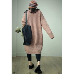 Solid Color Woolen Sweater Dress Long Oversized Sweater