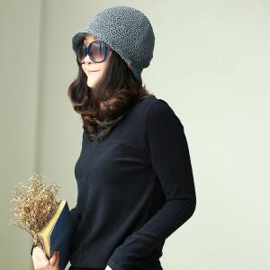 Cotton Linen Knitting Hat Womans Bucket Hat