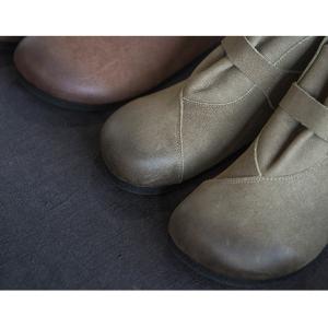 Color Gradient Cowhide Vintage Boots Leather Short Boots for Woman