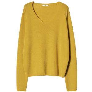 Casual Style Wool V-Neck Sweater Korean Oversized T-shirt