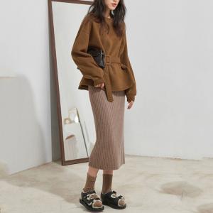 Soft Comfy Camel Maxi Skirt Slim-Fitting Elegant A-Line Skirt