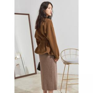 Soft Comfy Camel Maxi Skirt Slim-Fitting Elegant A-Line Skirt