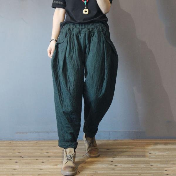 Comfy Style Quilted Baggy Pants Winter Casual Trousers for Senior Woman