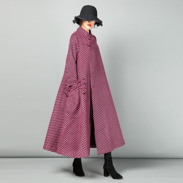 Chinese Pankou Flared Winter Coat Oversized Woolen Coat for Woman