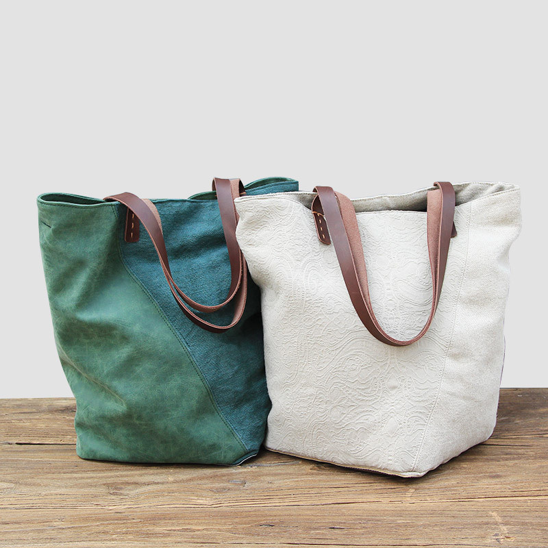 Vintage Handmade Jacquard Bag Cotton Linen Shoulder Bag in Beige ...