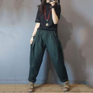 Comfy Style Quilted Baggy Pants Winter Casual Trousers for Senior Woman