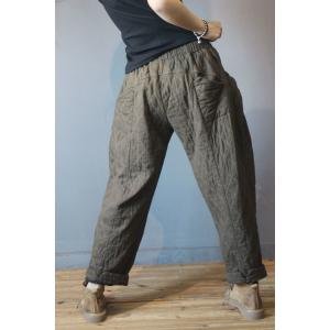 Comfy Style Quilted Baggy Pants Winter Casual Trousers for Senior Woman