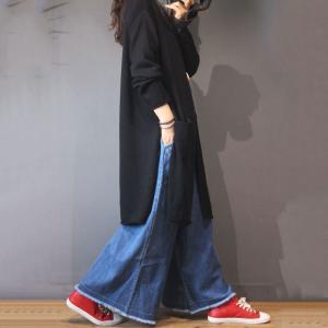 Solid Color Korean Long Sweater Big Slits Sweater Dress