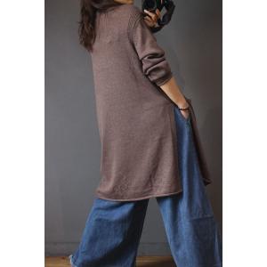 Solid Color Korean Long Sweater Big Slits Sweater Dress