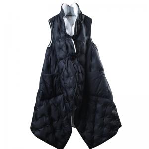 Double-Faced Black Puffer Coat Asymmetric Quilted Vest