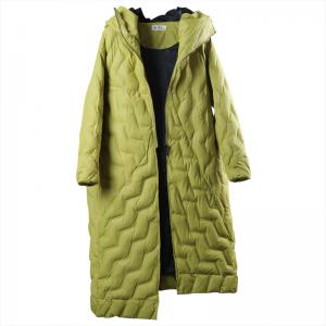 Large Size Designer Puffer Coat  Yellow Cotton Padded Overcoat