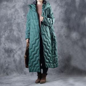 Wave Patterns Womans Hooded Coat Quilted Puffer Coat